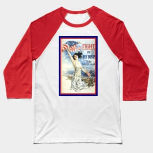 Lady Liberty with American Flag Baseball T-Shirt